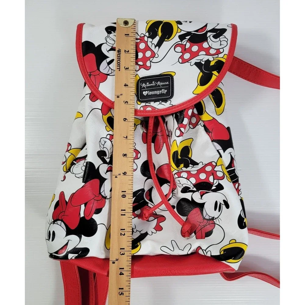 Loungefly Minnie Mouse Drawstring Backpack Disney All Over Print Bag Purse